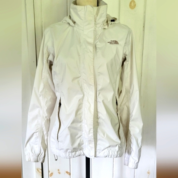 North Face Hyvent Hooded White Rain Jacket Windbreaker - Picture 1 of 15